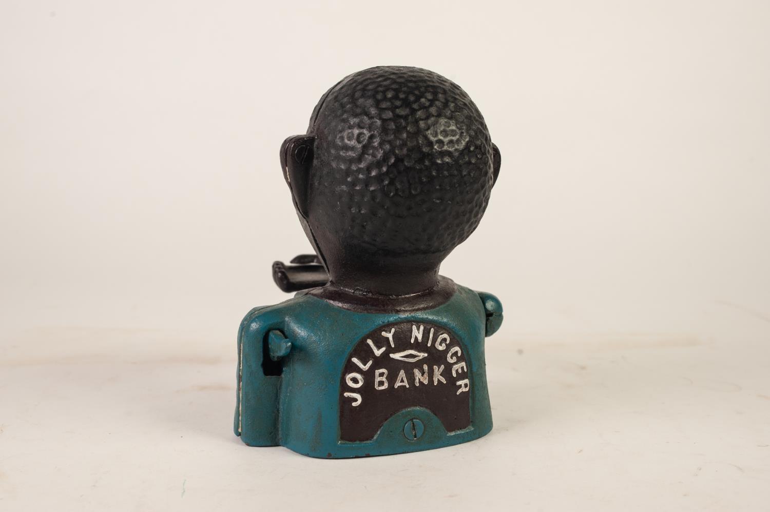 EARLY TWENTIETH CENTURY CAST IRON 'JOLLY' MONEY BANK, of typical form but repainted, the base - Image 2 of 2