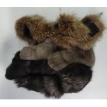 PLATINUM FOX FUR STOLE, of two tails, 64" (162.5cm) long, together with a TANUKI RACOON FUR STOLE,