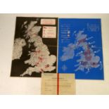TWO LUFTWAFFE OPERATIONS ROOM WALL MAPS 'Lake District Blatt 5' and 'Manchester Blatt 12', TWO