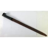 OLD SAW-EDGE SWORD BAYONET with ribbed metal grip (rusty), 19" (48.2cm) blade, 23 1/2" (59.6cm) long