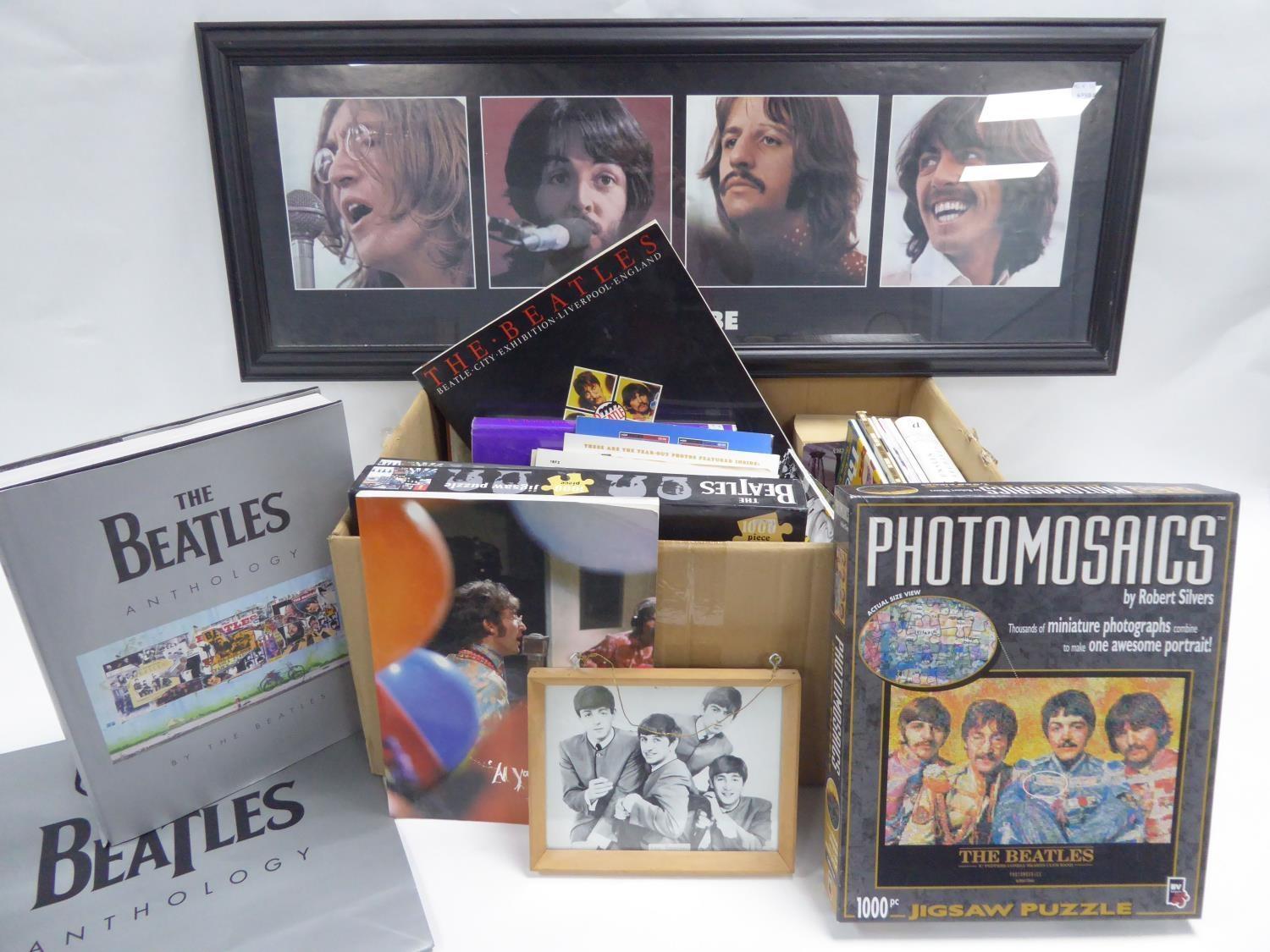 BEATLES COLLECTABLES, MEMORABILIA - to include; a large FRAMED PICTURE, titled 'Let is be', an early