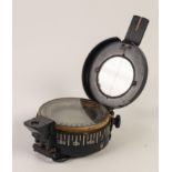 T.G. AND CO., LONDON WORLD WAR II SIGHTING COMPASS, black enamelled and brass, stamped arrow mark