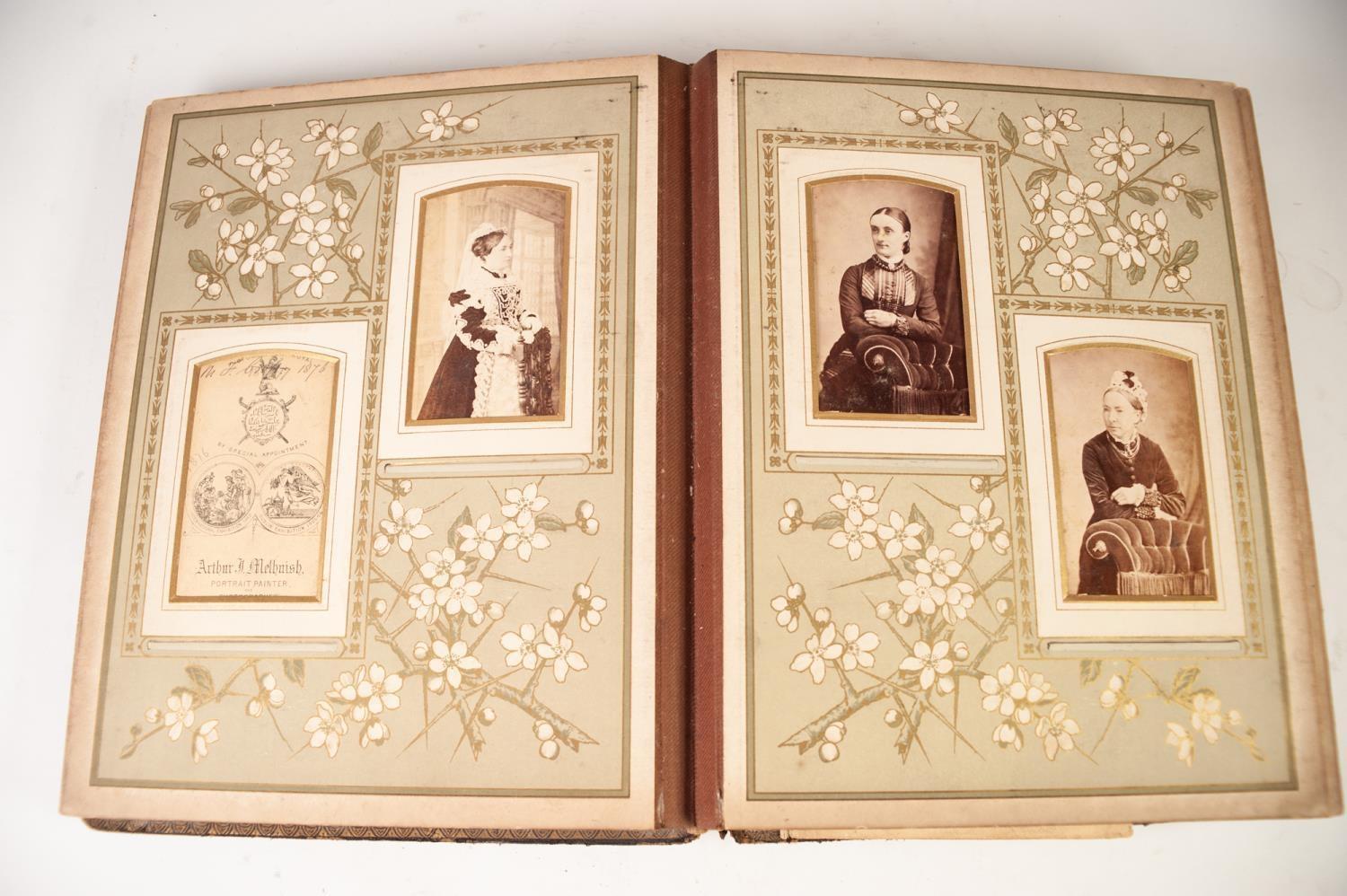 VICTORIAN PHOTOGRAPH ALBUM CONTAINING FAMILY PORTRAITS, mainly by Wakefield Photographers, inscribed - Image 3 of 4