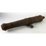 ANTIQUE CAST IRON CANNON BARREL, 27" (68.5cm) long overall