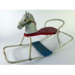 WELS KEL CHILD'S TUBULAR METAL FRAMED ROCKING HORSE with hard plastic head