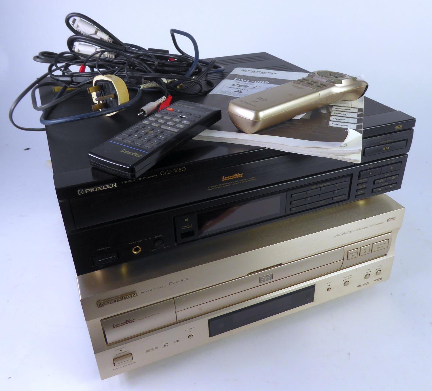 PIONEER LASER DISC PLAYER, model CLD-1450, plus remote control, TOGETHER WITH ANOTHER PIONEER
