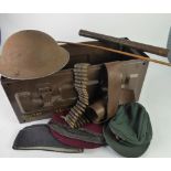 CIRCA 1970s GREEN AMMUNITION TIN TO HOLD 81mm MORTAR BOMBS HE-L15A3, with end carrying handles,