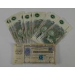 THIRTY ONE QUEEN ELIZABETH II GREEN ONE POUND BANK NOTES, J.S. FFORDE, CHIEF CASHIER, including