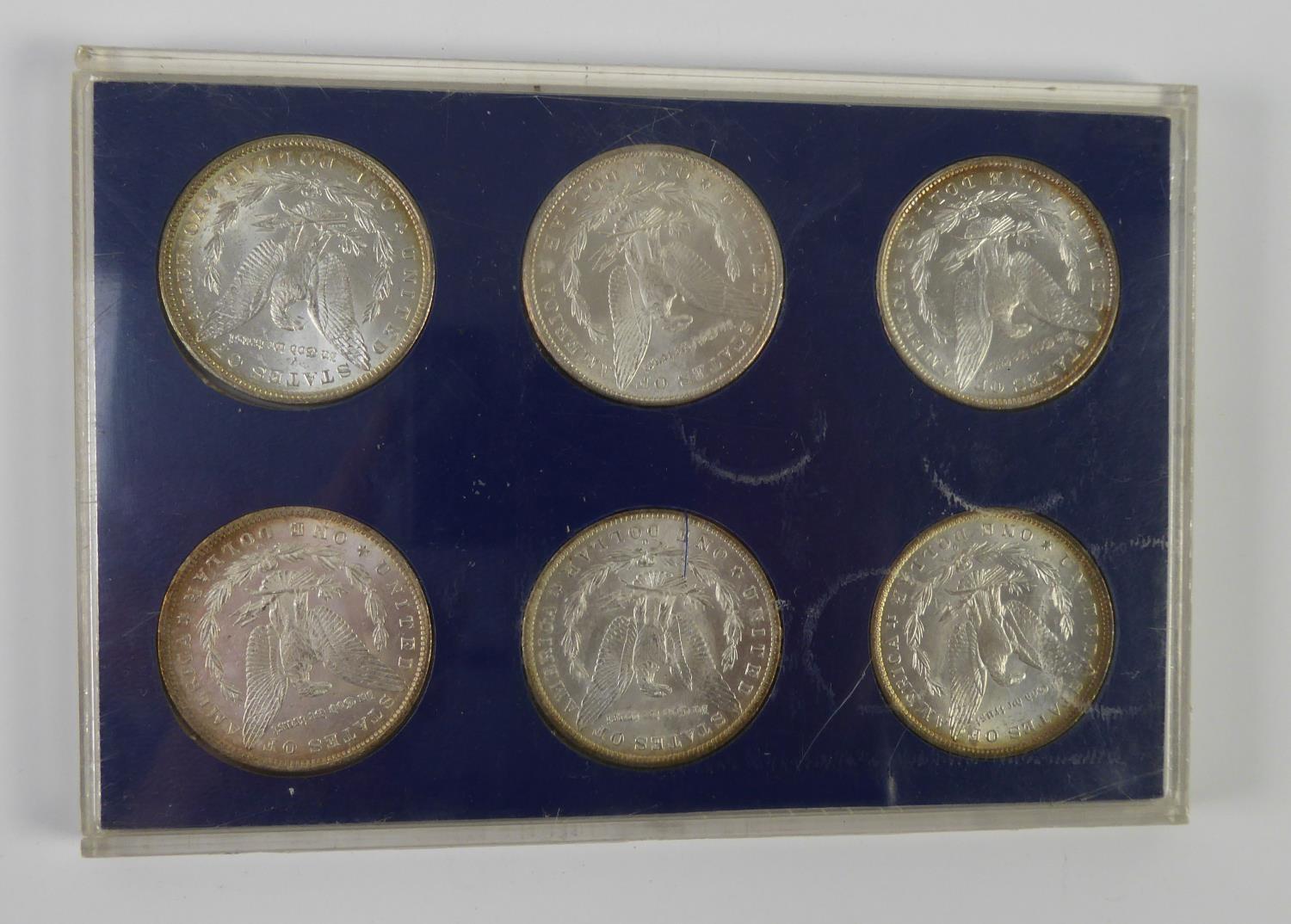 SIX UNITED STATES OF AMERICA 19th CENTURY SILVER DOLLAR COINS, 1880, 81, 82, 83, 84 and 85, each - Image 2 of 2