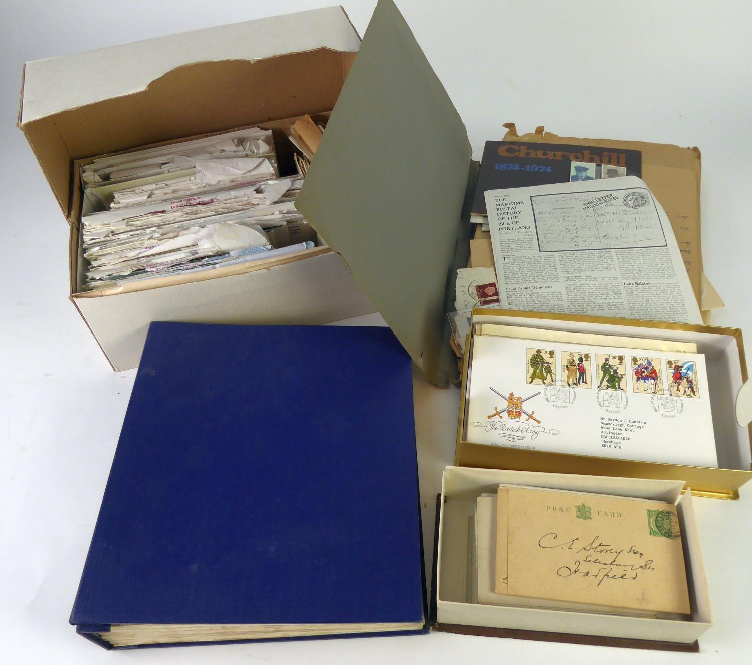 LARGE MIXED LOT TO TEN VARIOUS BINDERS/ALBUMS, the postcard album contains a remaindered GB