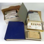 LARGE MIXED LOT TO TEN VARIOUS BINDERS/ALBUMS, the postcard album contains a remaindered GB