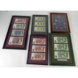 FRAMED SET OF THREE ELIZABETH II CONSECUTIVE GREEN ONE POUND NOTES, D.H.F Somerset chief cashier