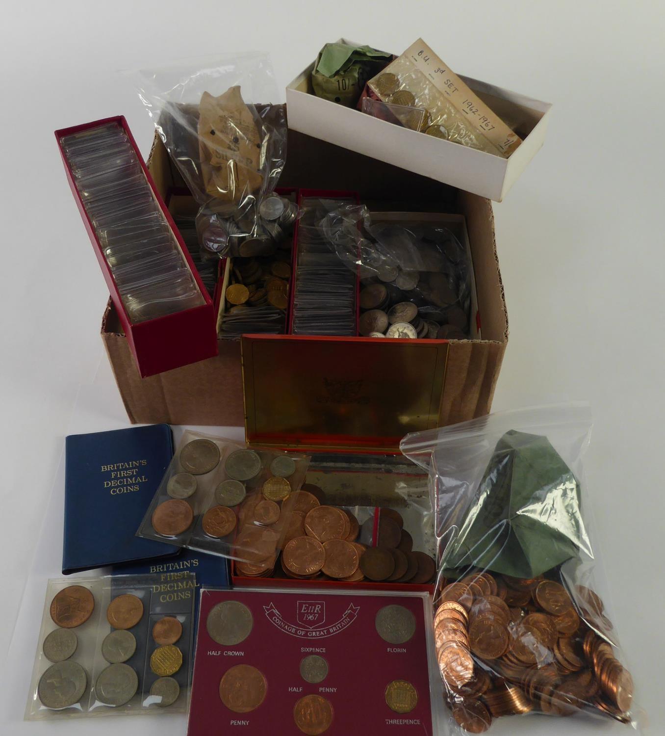 VERY LARGE SELECTION OF QUEEN ELIZABETH II PRE-DECIMAL SILVER AND COPPER COINAGE, much in