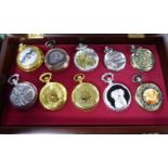 TWENTY MODERN COLLECTORS POCKET WATCHES with embossed and other decoration for various themes