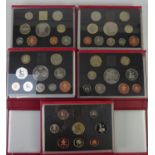 ROYAL MINT ISSUED COMMEMORATIVE COIN SETS 1990-1999, in original boxes unused (6)