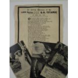 W.J. REEVES 'TITANIC' DISASTER RELIEF FUND PRINTED VERSE, titled 'In Loving Memory of the 1635