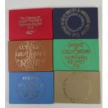 ROYAL MINT ISSUED COMMEMORATIVE COIN SETS 1972-1977, in original boxes unused (6)