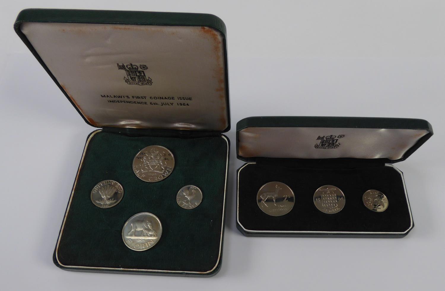 TWO ROYAL MINT PROOF COIN SETS viz Malawi first coinage issue Independence, 6th July 1964, four