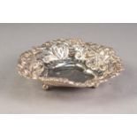 LATE VICTORIAN PIERCED SILVER HEART SHAPED BON BON DISH, on ball feet, 4â€ x 4 Â¼â€, Chester 1900,