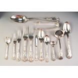 71 PIECE WILLIAM IV AND LATER SILVER COMPOSITE KINGS PATTERN PART TABLE SERVICE comprising a pair of