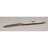 PEN KNIFE WITH SILVER BLADE, mother of pearl clad handle, 4 1/4" (10.7cm) long overall, Sheffield