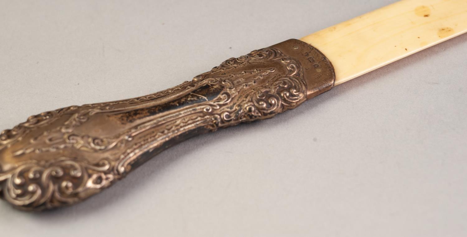 EDWARD VII BONE PAPER KNIFE WITH FILLED SILVER HANDLE, 15â€ (38.1cm) long, Birmingham 1901 - Image 2 of 2