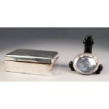 GEORGE V PRESENTATION SILVER TABLE CIGARETTE BOX, of typical form with five line inscription and