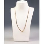 9ct GOLD FLAT STRAND NECKLACE with 'V' shaped front, 2.5gms