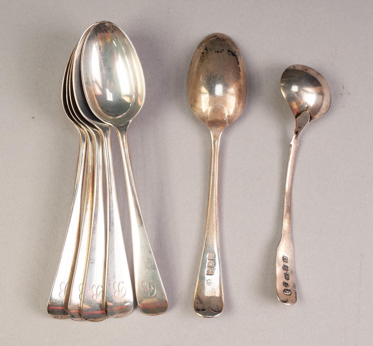 GEORGE V SET OF SIX SILVER TEASPOONS BY GEORGE JACKSON & DAVID FULLERTON, early Engish pattern,