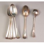 GEORGE V SET OF SIX SILVER TEASPOONS BY GEORGE JACKSON & DAVID FULLERTON, early Engish pattern,