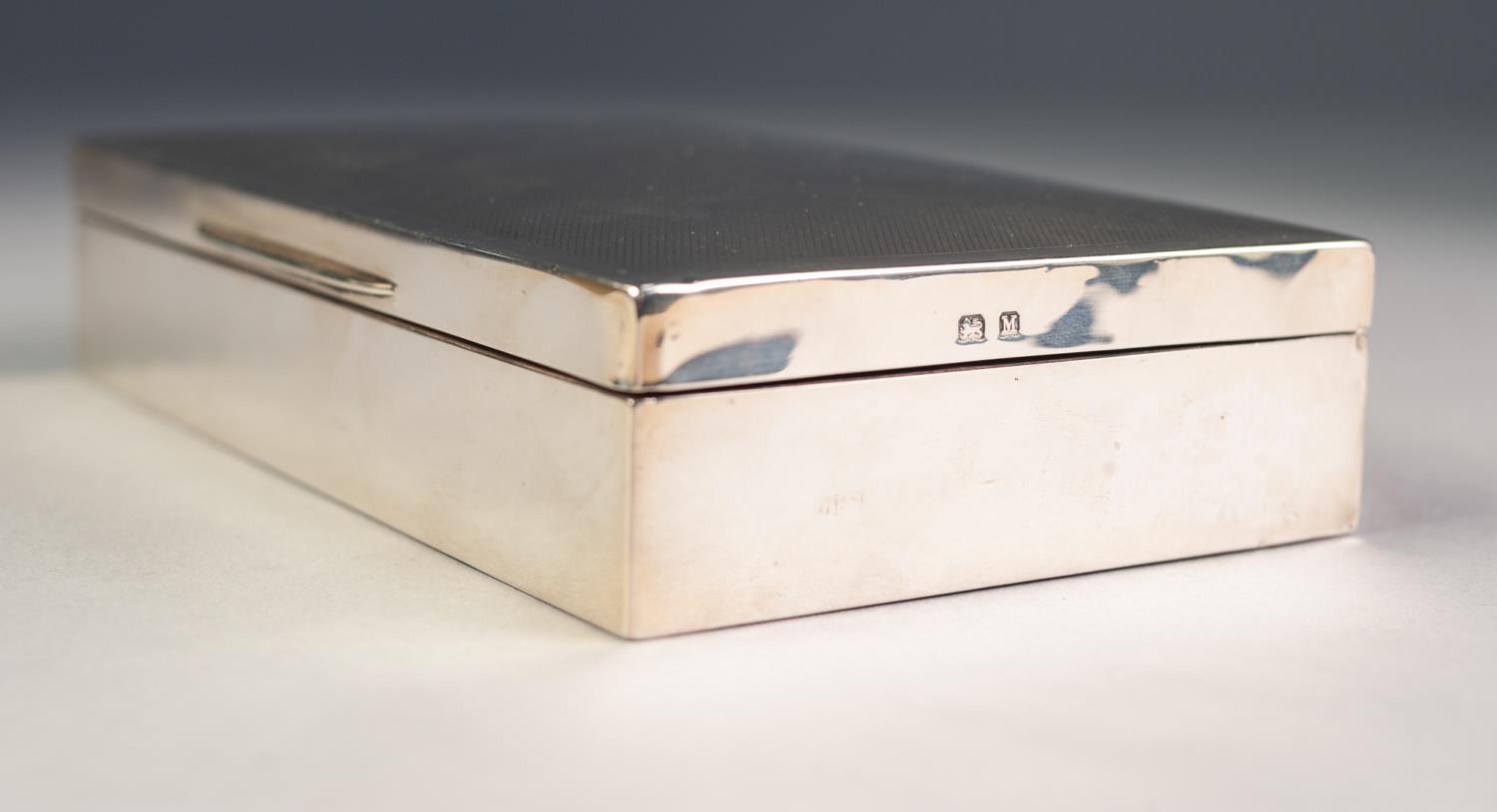 PRE-WAR SILVER CEDAR LINED CIGARETTE BOX with engine turned cover, Birmingham 1936 - Image 3 of 3