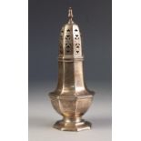 SILVER GEORGE V SUGAR SIFTER, of octagonal baluster form, Chester, 1926, 18.5cm high, 5.4oz