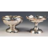 INTER WAR YEARS SILVER PEDESTAL BOWL with cut card decoration, engraved with a presentation
