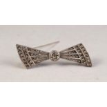 ART DECO SILVER AND MARCASITE BOW BROOCH, 2 1/4" (5.7cm) wide (numbered 1344)