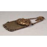 LADY'S VICTORIAN SILVER PLATED ART NOUVEAU EVENING BAG, on chain suspenders from a floral and