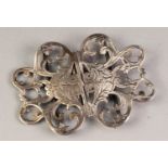 LATE VICTORIAN SILVER, LARGE, TWO-PART BUCKLE, pierced and engraved foliate scroll pattern, 3 1/