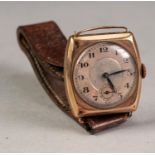 GENTS 'ROLCO SWISS 9ct GOLD VINTAGE WRIST WATCH, with 15 rubies movement, gold coloured Arabic