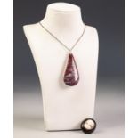 AGATE, LARGE TEAR SHAPED DROP PENDANT, on a silver fine chain necklace and a Victorian SMALL OVAL