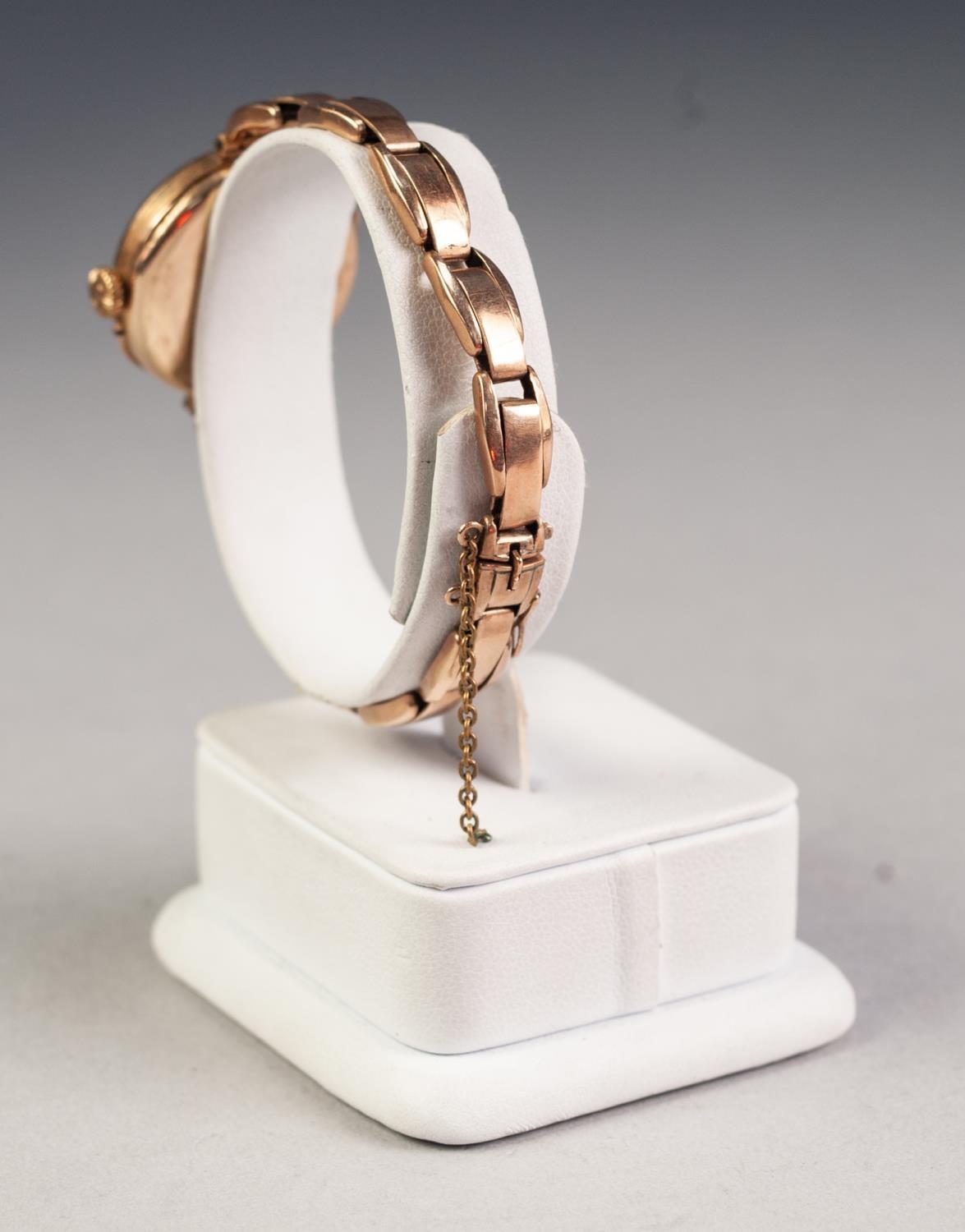 LADY'S 'DREADNOUGHT' 9ct GOLD WRIST WATCH, with 15 jewels movement, Arabic white porcelain dial, and - Image 2 of 2