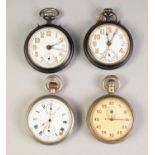 TWO JUNGHANS PRE-WAR OPEN FACED POCKET WATCHES each with keyless movement, white and luminous Arabic