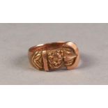 VICTORIAN 9ct GOLD BUCKLE RING with floral chased top, Birmingham 1890, 6.3gms