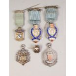 THREE G. KENNING & SON, LONDON, SILVER AND ENAMELLED 'STEWARD' BADGES AND RIBBONS 'East Lancashire