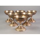 CASED SET OF SIX ENGRAVED INDIAN WHITE METAL GOBLETS, 3 ½” (8.8cm) high, (6)