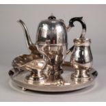 A GOOD QUALITY 'BEST SILVER PLATE' THREE PIECE COFFEE SERVICE with hand engraved floral detail and