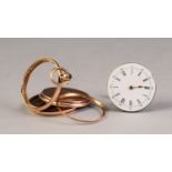 LATE 19th CENTURY SWISS 14K GOLD FOB WATCH with key wind movement, white Roman dial, engine turned