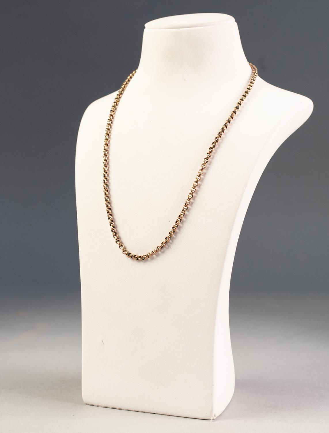 9ct GOLD BELCHER CHAIN NECKLACE, 19" (48.2cm) long, 10gms