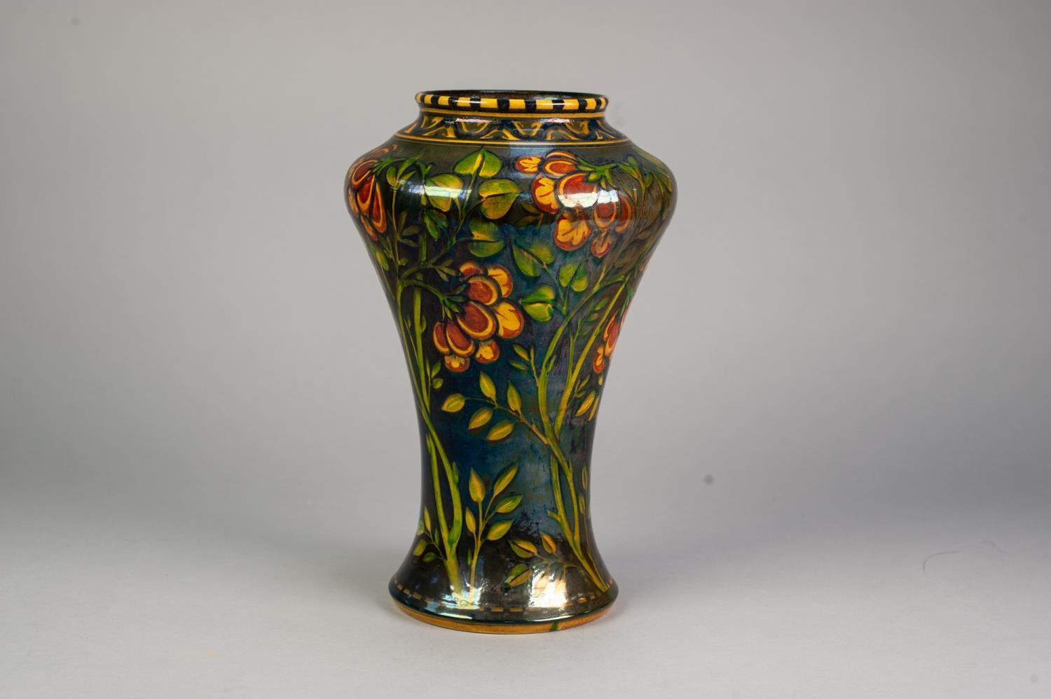 PILKINGTON?S ROYAL LANCASTRIAN LUSTRE GLAZED POTTERY VASE, of inverted baluster form, painted in