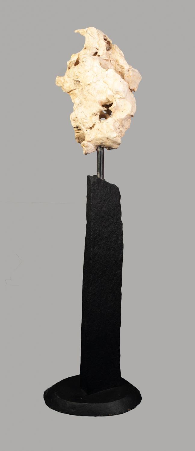 IMPRESSIVE EICHHOLTZ FREE FORM NATURAL SANDSTONE SCULPTURE, 17" X 12" (43.1cm x 30.5cm), mounted