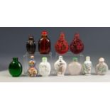 ELEVEN VARIOUS NINETEENTH AND TWENTIETH CENTURY CHINESE GLASS, PORCELAIN AND CINNAB