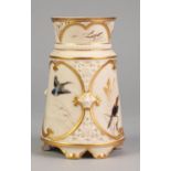 LATE NINETEENTH CENTURY ROYAL WORCESTER MOULDED AND PIERCED BLUSH CHINA VASE, of tapering form